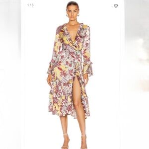 Alexis Wiera Floral Wrap Dress in Yellow and Purple